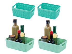 Kit 4 Cesto Organizador Multiuso Rattan Armário Gaveta P-M Kit 4 Cesto Organizador Multiuso Rattan Armário Gaveta P-M