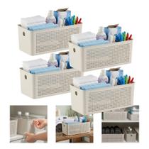 Kit 4 Cesto Organizador Para Lavanderia 3l Multiuso Bege Flow Ou Kit 4 Cesto Organizador Para Lavanderia 3l Multiuso Bege Flow Ou