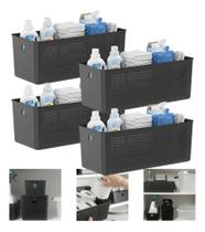 Kit 4 Cesto Organizador Para Lavanderia 6,6l Multiuso Preto Flow Kit 4 Cesto Organizador Para Lavanderia 6,6l Multiuso Preto Flow