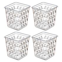 Kit 4 Cesto Organizador Quadrado Alto Multiuso 10,5 x 10,5 Branco Preto Transparente Rosa