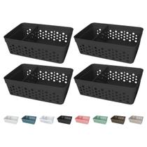 Kit 4 Cesto Organizador Rattan c/ Divisória Removível 17x11