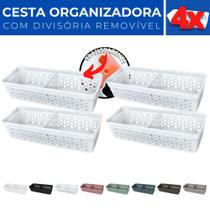 Kit 4 Cesto Organizador Rattan c/ Divisória Removível 23x8