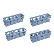 Kit 4 Cesto Slim Organizador de Gaveta Armário Com Divisória 1,3L Elloplas 26x8x8cm -