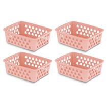 Kit 4 Cestos 20x15,5x6,5 Médio Organizador de Geladeira Brancos Pretos Rosa Transparente Kit 4 Cestos 20x15,5x6,5 Médio Organizador de Geladeira Brancos Pretos Rosa Transparente