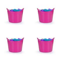 Kit 4 Cestos Balde Flexível C/Alça 15L Rosa- Fersil