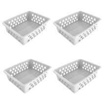 Kit 4 Cestos Caixa Organizadora Multiuso Quadrada GG 37x29x9