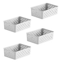 Kit 4 Cestos Cestas Organizadoras Rattan Paramount Plásticos Kit 4 Cestos Cestas Organizadoras Rattan Paramount Plásticos