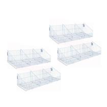 Kit - 4 Cestos Com Divisórias Branco New Plus - Sa Gondolas Kit - 4 Cestos Com Divisórias Branco New Plus - Sa Gondolas