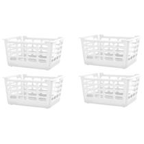 Kit 4 Cestos Multiuso Atenas Pequeno 25x15,5x29,5 Branco Vazado Arqplast 25877PM