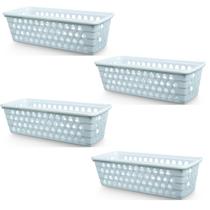 Kit 4 Cestos Multiuso Comprido Retangular Branco 28x11x8 Cm 123Organizei Kit 4 Cestos Multiuso Comprido Retangular Branco 28x11x8 Cm 123Organizei