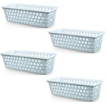 Kit 4 Cestos Multiuso Comprido Retangular Branco 28x11x8 Cm 123Organizei Kit 4 Cestos Multiuso Comprido Retangular Branco 28x11x8 Cm 123Organizei