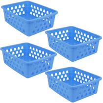 Kit 4 Cestos Multiuso Médio Azul 20x6,5x15cm PP 1031 Uninjet Kit 4 Cestos Multiuso Médio Azul 20x6,5x15cm PP 1031 Uninjet
