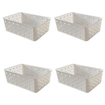 Kit 4 Cestos Multiuso Organizador Empilhável Gaveta 19x14x6