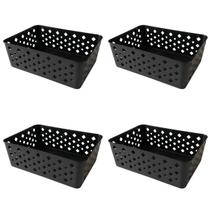 Kit 4 Cestos Multiuso Organizador Empilhável Gaveta 19x14x6