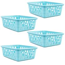 Kit 4 Cestos Multiuso Organizador Pequeno Azul 16x12x6Cm
