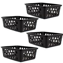 Kit 4 Cestos Multiuso Organizador Pequeno Preto 16x12x6Cm