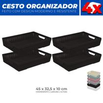 Kit 4 Cestos Organizador Armário Gaveta Lavanderia G 45x32