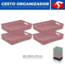 Kit 4 Cestos Organizador Armário Gaveta Lavanderia G 45x32