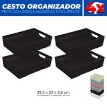 Kit 4 Cestos Organizador Armário Gaveta Lavanderia M 33x23