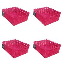 Kit 4 Cestos Organizador De Croche Retangular 26 X 18Cm