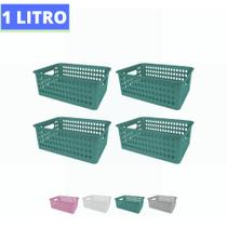 Kit 4 Cestos Organizador Gaveta Armário Trama Rattan P 19x7 Kit 4 Cestos Organizador Gaveta Armário Trama Rattan P 19x7