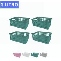 Kit 4 Cestos Organizador Gaveta Armário Trama Rattan P 19x7 Kit 4 Cestos Organizador Gaveta Armário Trama Rattan P 19x7