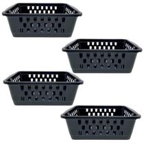 Kit 4 Cestos Organizador Médio 1400 Ml Preto 20X15X6Cm 1948