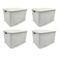 Kit 4 Cestos Organizador Rattan 20 Litros Branco Arqplast