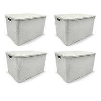Kit 4 Cestos Organizador Rattan 7 Litros Branco Arqplast Kit 4 Cestos Organizador Rattan 7 Litros Branco Arqplast