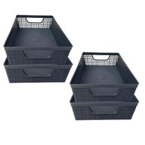 Kit 4 Cestos Organizadores 2 Litros Para Armário E Gavetas Preto Kit 4 Cestos Organizadores 2 Litros Para Armário E Gavetas Preto