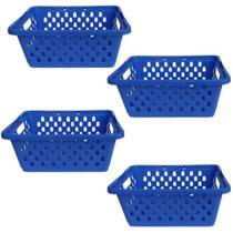 Kit 4 Cestos Organizadores Médio 1400 ML Azul 20x15x6cm