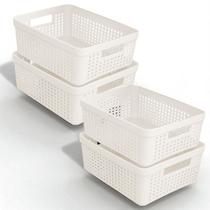 Kit 4 Cestos Organizadores Multiuso 11 Litros Plástico Resistente Armário, Cozinha e Escritório Kit 4 Cestos Organizadores Multiuso 11 Litros Plástico Resistente Armário, Cozinha e Escritório