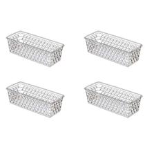 Kit 4 Cestos Organizadores Multiuso Transparente 28x11,5x8cm Kit 4 Cestos Organizadores Multiuso Transparente 28x11,5x8cm