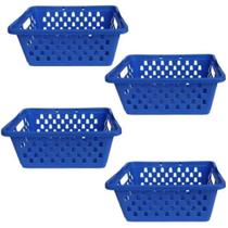 Kit 4 Cestos Organizadores Pequeno 800 ML Azul 16x12x6cm Kit 4 Cestos Organizadores Pequeno 800 ML Azul 16x12x6cm