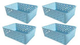 Kit 4 cestos organizadores premium azul Kit 4 cestos organizadores premium azul