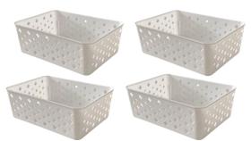 Kit 4 cestos organizadores premium branco Kit 4 cestos organizadores premium branco