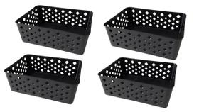 Kit 4 cestos organizadores premium preto