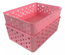 Kit 4 cestos organizadores premium rosa