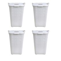 Kit 4 Cestos Rattan Grande Tampa Basculada Branco-Arqplast