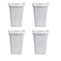Kit 4 Cestos Rattan Grande Tampa Basculada Branco-Arqplast Kit 4 Cestos Rattan Grande Tampa Basculada Branco-Arqplast