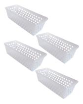 Kit 4 Cestos Transparente Multiuso Comprido 28x11x8cm 1121
