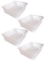 Kit 4 Cestos Transparente Multiuso Médio 25x19,5x7cm 1119