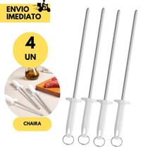Kit 4 Chaira Afiador de Facas 10 Polegadas Profissional Cozinha Inox Utensílio Corte Preciso