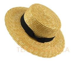 Kit 4 Chapeu Palha Natural Boater Classic Palheta Aba 8cm