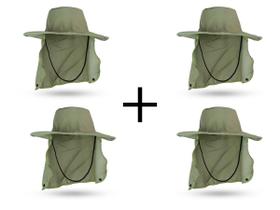 Kit 4 Chapéu Pescador C/ Protetor De Nuca - Caqui