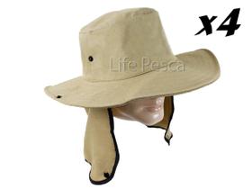 Kit 4 Chapéus Pescador C/ Protetor De Nuca - Várias Cores