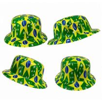 Kit 4 Chapéus Plástico Brasil Estilo Malandrinho Para Torcer Na Copa