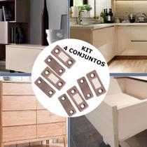 Kit 4 Chapinhas Magnética Bronze Imã Manter Porta Armário Gaveta Fechada