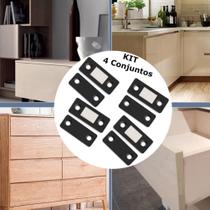 Kit 4 Chapinhas Magnética Preta Imã Manter Porta Armário Gaveta Fechada Kit 4 Chapinhas Magnética Preta Imã Manter Porta Armário Gaveta Fechada