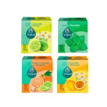 Kit 4 Chás Vverd 10g Sabores Naturais Camomila com Maracujá, Camomila com Limão, Laranja com Gengibre e Hortelã